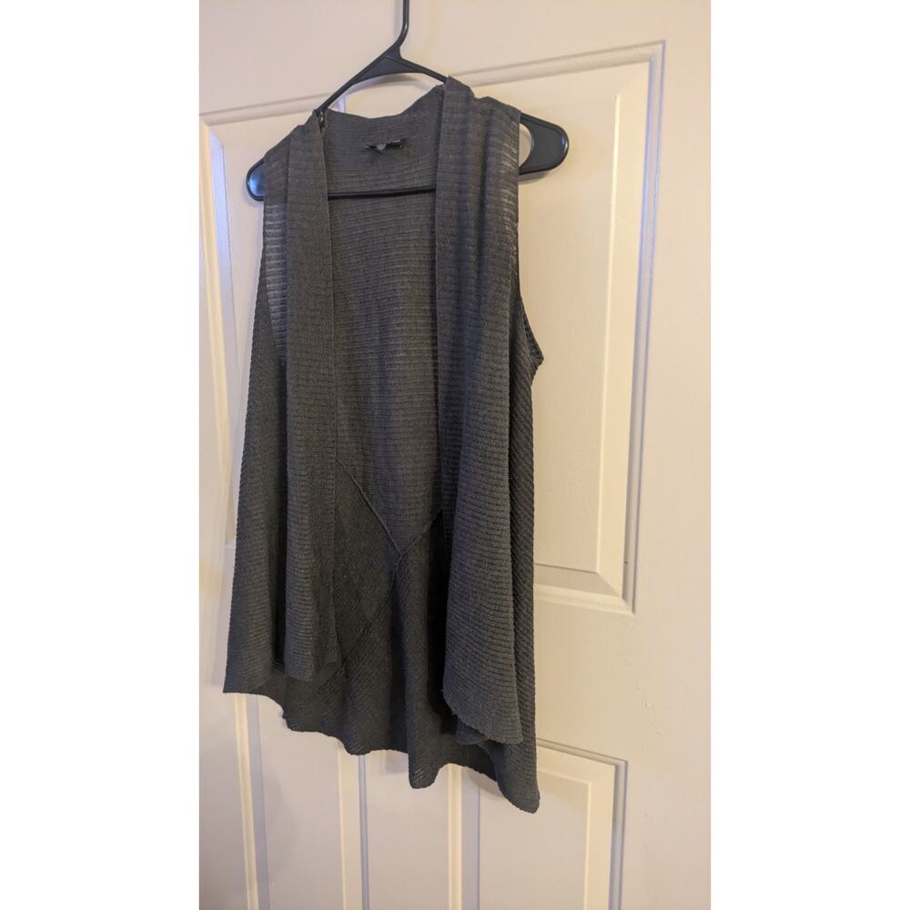 Eileen Fisher Charcoal Open Front Cardigan, Duster, Size Petite Medium, Wool